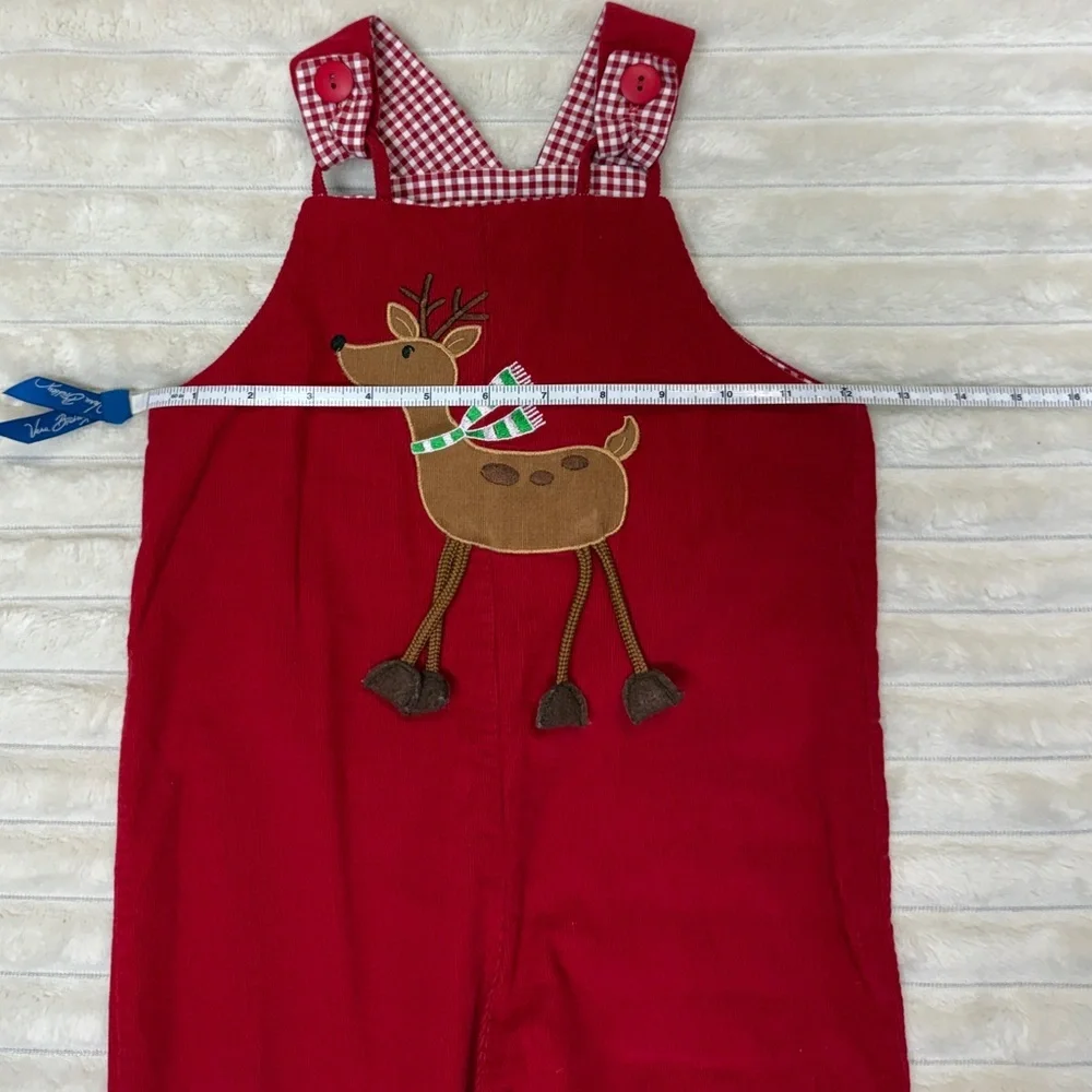 Mulberry St: Boys Red Holiday Reindeer Jon Jon / Overall, Size 4T